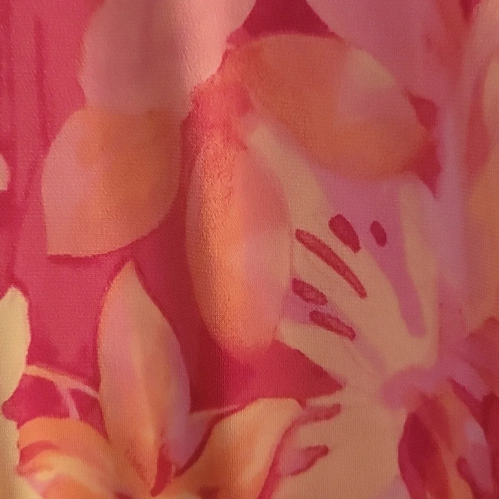 Susan Graver Liquid Knit Floral Pink Faux Wrap Dress Small - Picture 3 of 10